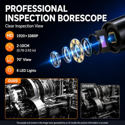 50FT Borescope Camera with Light, 4.3" Screen Inspection Camera, No WiFi - style: 50FT 4.3" Single Lens