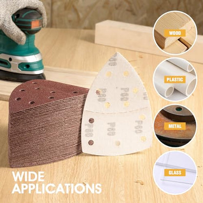 50 PCS Mouse Sander Sandpaper for Mouse Sander 11 Hole Detail Sandpaper Sanding Paper 240 Grit Hook and Loop Sander Pads Triangular Sanding Sheets Abrasive Sanding Paper - style: 11 hole 50PCS 240Grit