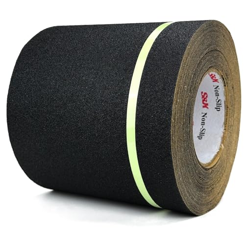 S&X Anti Slip Tape 6in x 60ft Glow-in-the-Dark Grip Tape for Stairs & Ramps - color: Black/Glow-in-the-Dark, size: 6" X 60'