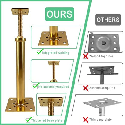 6 PCS House Floor Jacks Post Pole for Leveling, 12" - 16.5" Height Range, 6 ton Min and Max Height Capacity, House Floor Jacks Post Pole for Leveling