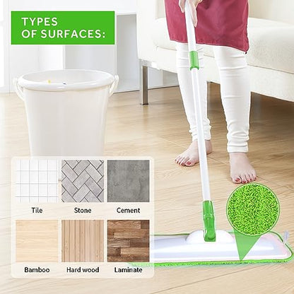 16.5" Microfiber Mop Pads Refills, 3 Pack Reusable Replacement Heads - color: 16"green*3