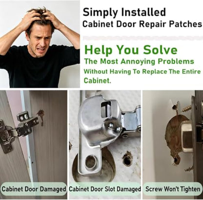 8PCS Cabinet Hinge Repair Plate Stainless Steel Hinge Repair Brackets Kit for Kitchen Cupboard Door with Fixing Screws