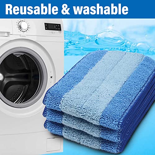 16.5" Microfiber Mop Pads Refills, 3 Pack Reusable Replacement Heads - color: 16"blue Stripe*3