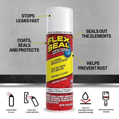 Flex Seal Spray Rubber Sealant Coating, Waterproof, White, 14 oz, 2-Pack - color: White, size: 14 oz (Pack of 2)