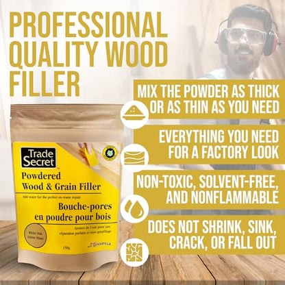 Trade Secret Wood Filler Powder, White Oak Tintable Grain Repair, 150 g - color: White Oak