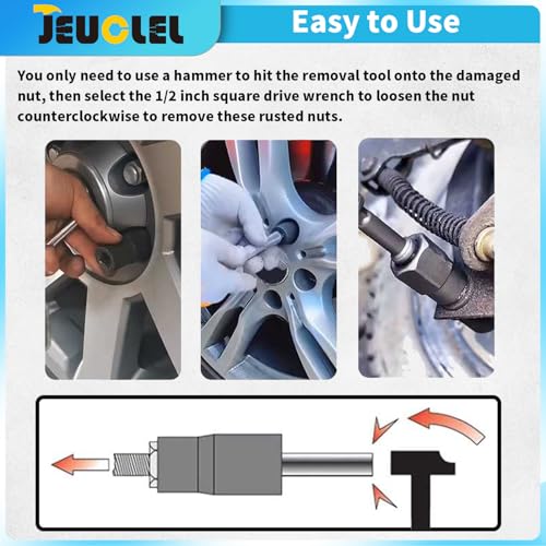 5PCS Twist Lug Nut Socket Set, 1/2" Drive Bolt Nut Extractor Tool - color: 5pcs Lug Nut Extractor 1/2 Inch Drive