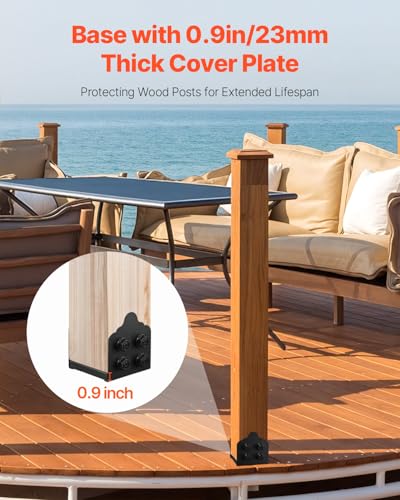 VEVOR 8x8 Post Base 2 Pcs, Inner Size 7.9x7.5 inch / 200x190 mm Post Brackets, Heavy Duty Carbon Steel Decking Posts, Wood Posts Brackets for Pavilion Deck Railing Support Deck Base Plate, Black - size: 8x8 2pc