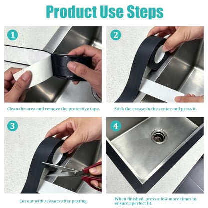 Black Caulk Tape 3 Pack, Waterproof Peel and Stick Caulking Tape