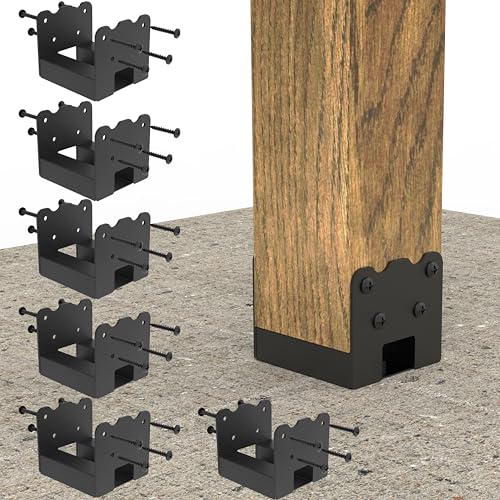 Eurydice 4x4 Deck Post Base Anchor Brackets Inner 3.6"x3.6",6PC Heavy Duty - size: 4 IN-6PC