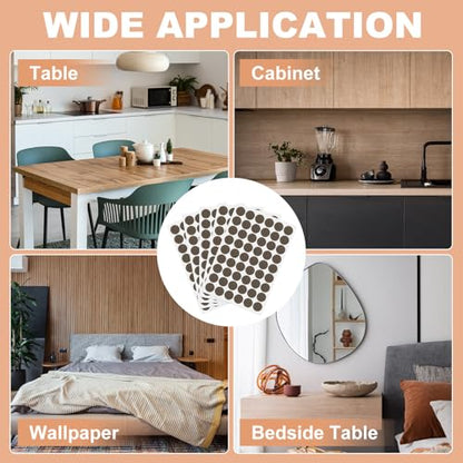 PATIKIL 270 Pieces Screw Hole Stickers, 5 Sheet Self-Adhesive Waterproof PVC Wood Grain Sticker for Screw Holes Wall Cabinets Desk Repairing, Dark Walnut, 21mm/0.83 Inch - color: Dark Walnut