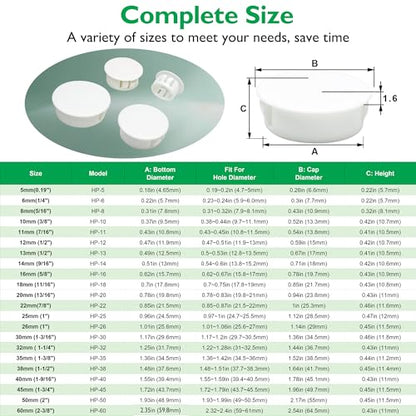 EASYEAH 70PCS 0.19"(5mm) White Plastic Hole Plugs, Screw Hole Plugs - size: 0.19"/5mm