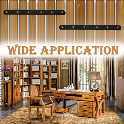 12Pack Straight Brackets Black, 8Inch 200MM Mending Plate Metal Brackets for Brace, Heavy Duty Joining Plates for Wood Fence Bookcase Cabinet, Straight Brace Repairing Mending Plates - size: 8 Inch (12 Pack)
