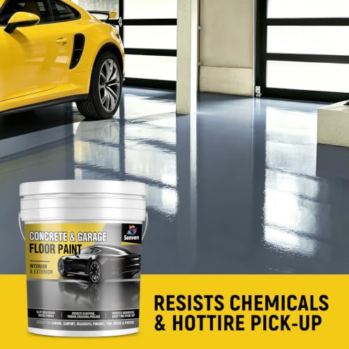 SENVEN Concrete & Garage Floor Paint Slate Gray 5 Gallon, Interior/Exterior Concrete Paint Floor Coating for Basement Floors, Porches, Driveways Concrete Coating for Decks Semi Gloss