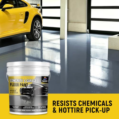 SENVEN Concrete & Garage Floor Paint Slate Gray 5 Gallon, Interior/Exterior Concrete Paint Floor Coating for Basement Floors, Porches, Driveways Concrete Coating for Decks Semi Gloss