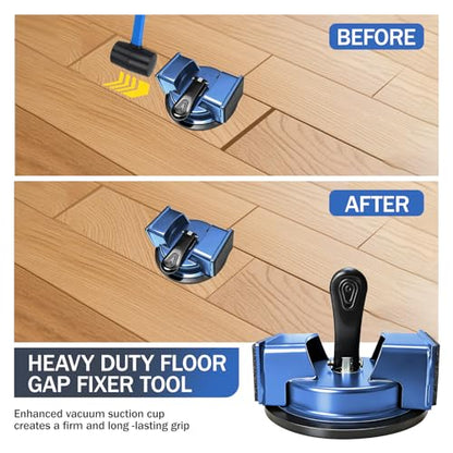 Floor Gap Fixer Tool with Rubber Mallet - Heavy Duty Iron Floor Gap Repair Tool Kit - Professional Plank Grabber with Left & Right Striking Sides for Laminate, Vinyl & Hardwood Floors (Blue)