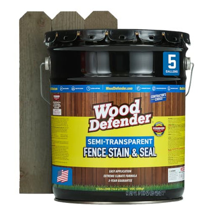 Wood Defender Semi-Transparent Fence Stain and Seal, Graystone, 5-Gallon - color: Graystone, size: 5 Gallon