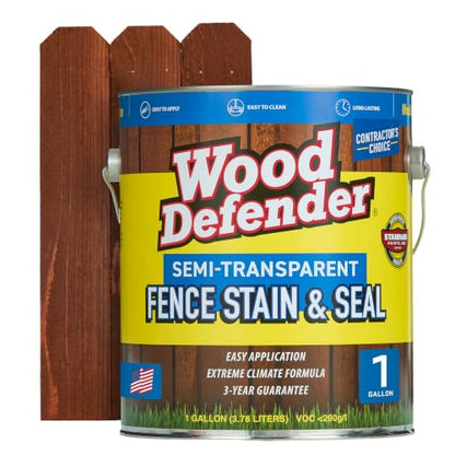 Wood Defender Semi-Transparent Fence Stain and Seal, Dark Sierra, 1-Gallon - color: Dark Sierra, size: 1 Gallon