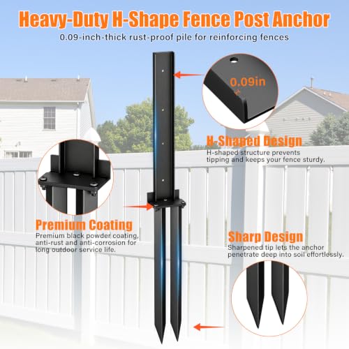 8 Pcs Fence Post Repair Kit, 4×4/6x6 Fence Post Support, Heavy Duty Post Anchor Ground Spike for Fixing Tilted or Broken Wooden Fencing Posts - size: 8 PCS