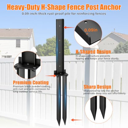 8 Pcs Fence Post Repair Kit, 4×4/6x6 Fence Post Support, Heavy Duty Post Anchor Ground Spike for Fixing Tilted or Broken Wooden Fencing Posts - size: 8 PCS