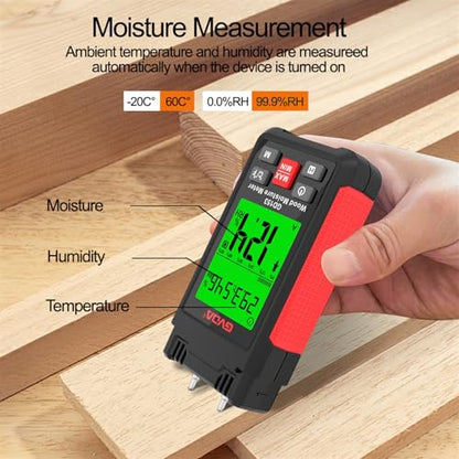 Digital Wood Moisture Meter Humidity Tester Hygrometer Timber Damp Detector LCD Display Cement Brick
