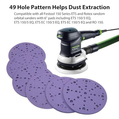 6 Inch Ceramic Sanding Discs 80 Grit, 49 Hole, 50 Pack - style: 80 Grit