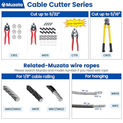 Muzata Upgraded Cable Cutter for Cable Railing and Other DIY Projects CT15