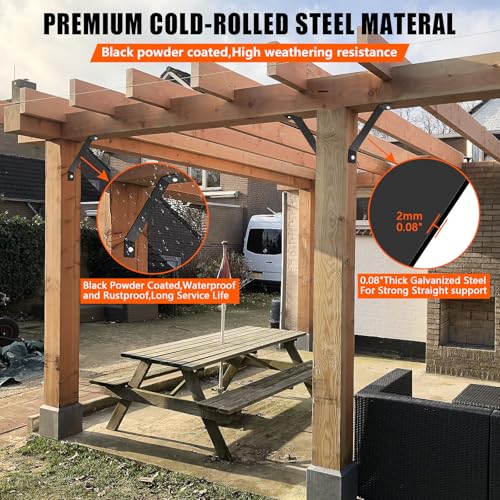 45 Degree Inside Mount Brackets 7" x1-1/3 - Heavy Duty Steel Brackets for Wood Post to Beam Support, 45 Degree Angle Knee Braces Joint for Fixing Lumber Connector Pergola Brackets - 4Pack… - size: 7" x 1-1/3"