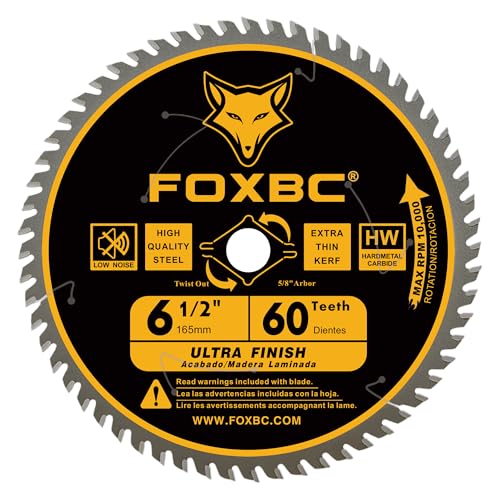 FOXBC 6-1/2 inch Circular Saw Blade for Wood, 60-Tooth, Ultra Fine Finish - 2PK
