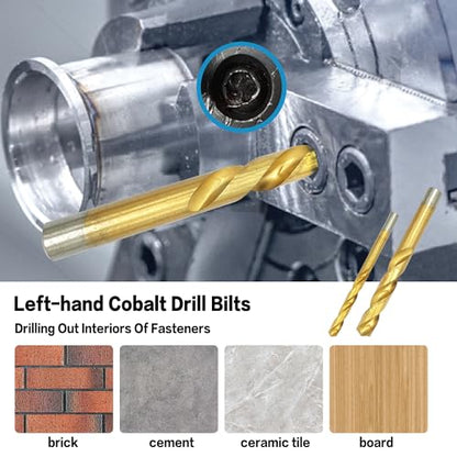 GMTOOLS 35-Piece Helical Screw Puller Bolt Puller Kit, Easy Removal Kit with Left Hand Drill Bit Multi-spline Puller for Stripping Damaged, Studs, Rusty, Fillet Bolts, Nuts and Screws Screw Remover