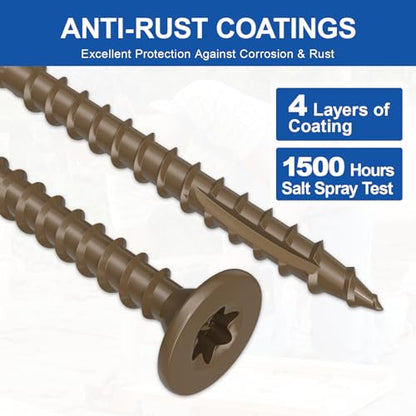 #8 x 2” Deck Screws, 100Pcs Star Drive Wood Screws - color: Brown, size: 2 Inch