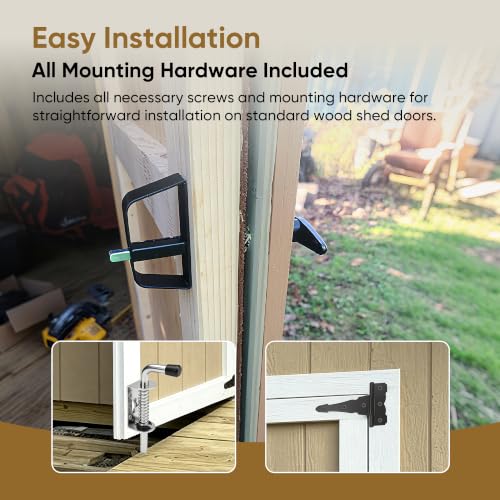 9-Piece Heavy Duty Shed Door Hardware Kit 6.5" Black T-Handle Lock with Keys 6 Anti-Sag Hinges 2 Barrel Bolts for Outdoor Sheds, Barns & Wooden Fence Gates