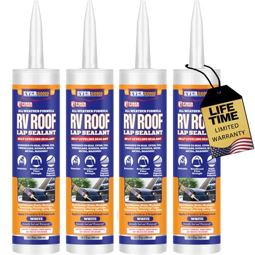 Everbond RV Roof Lap Sealant - Ultimate Roof & Leak Repair Solution for Motorhomes, Campers, and Trailers - Weatherproof, Flexible, and Easy to Apply - 10.1 oz Tube 4-Pack - style: 4-pack