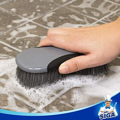 MR.SIGA Multi Purpose Heavy Duty Scrub Brush - Pack of 2 - color: Gray & Black