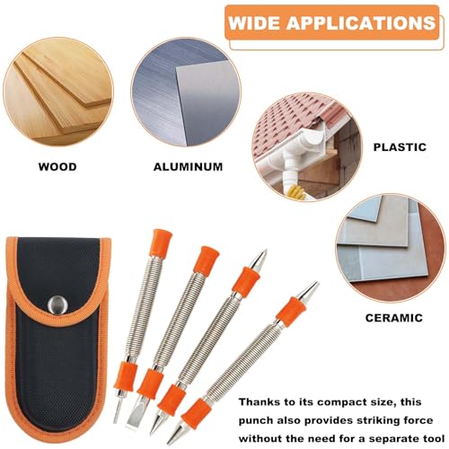 WHLLING 4 Pieces Dual Head Nail Setter, Dual Head Center Punch