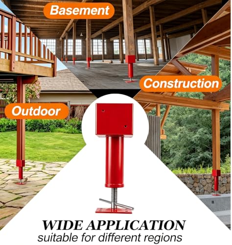 6x6 Screw Jack Post 14.5" - 18.5" Adjustable House Floor Jacks 30k lbs Cap. - color: Red, size: 6" x 6" ( 1 PC )