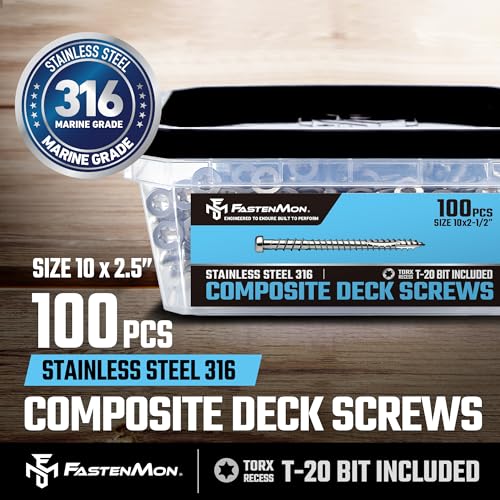 Composite Deck Screws, #10 x 2-1/2", 100PCS, Natural - color: Natural, size: #10 x 2-1/2"