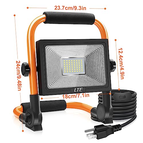 LTE 50W LED Work Light 4300LM Portable Work Light with 16.4FT Cord