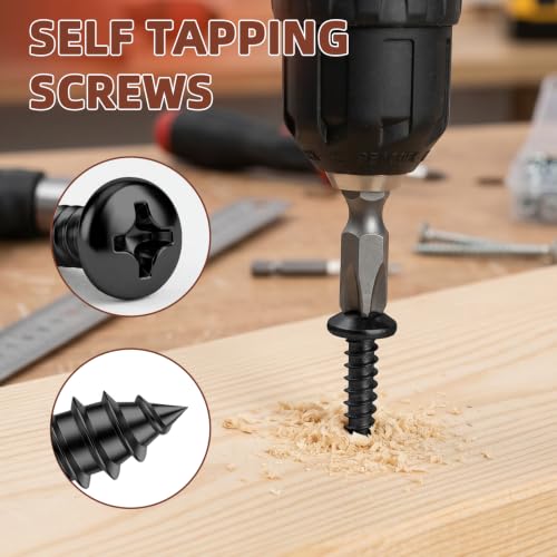 Mellewell #6 x 1-1/4" Pan Head Self Tapping Screw, Pan Head Sheet Metal Screws Wood Screws, Black Finish Stainless Steel 304 (18-8), 100 Pack - color: Black, size: #6 x 1-1/4"