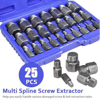 25 PCS Screw Extractor Set, Bolt Remover Tools for Stripped Broken Bolts
