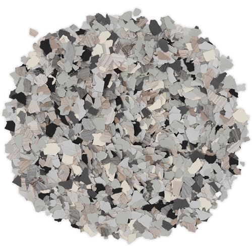 2X Thicker Epoxy Floor Kit for Concrete, Gray/Keystone Flake, 600 ft² - size: 600 ft², style: Medium Gray with Keystone
