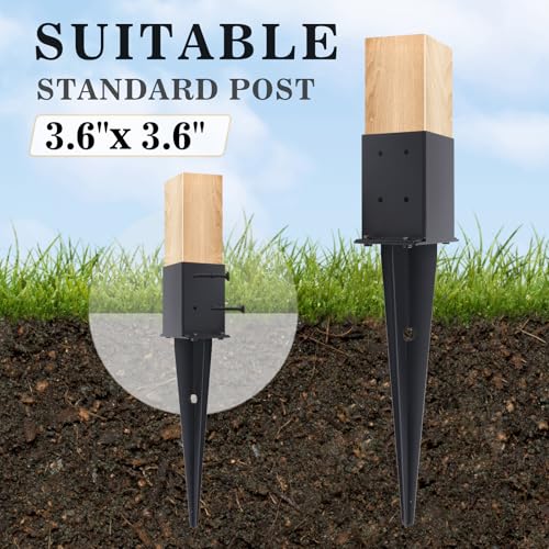 2 Pcs 4 "x 4 "Fence Post Anchors Ground Spike 22"(Fit 3.6 ” X 3.6”)