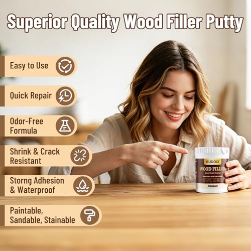 White Wood Filler, 10.58 Oz, Sandable Paintable Wood Putty