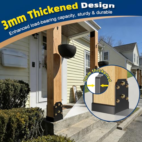 4 Pack 6X6 Post Base for Concrete, Heavy-Duty Post Anchor Bracket Kit - size: 6x6 post base (4 PCS)