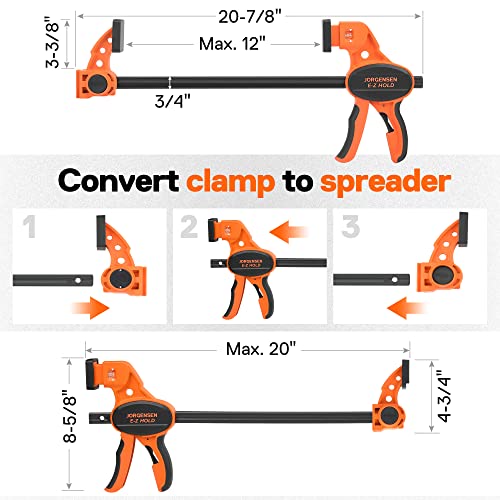 JORGENSEN E-Z Hold 2-Pack 12" 300LBS Load Indicator Woodworking Bar Clamps