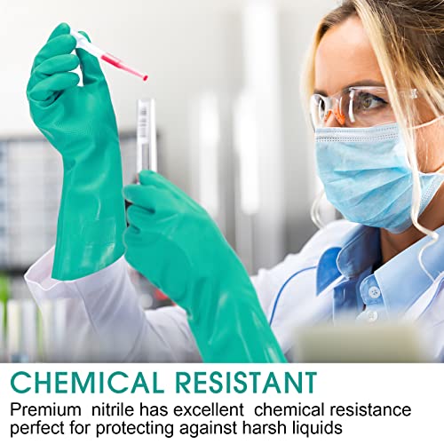 Potchen 20 Pairs Chemical Resistant Gloves 15 Mil Nitrile Gloves,Medium - size: Medium