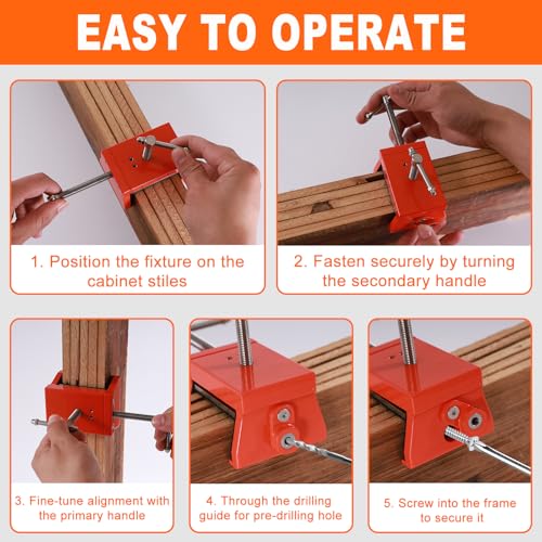 2PCS Cabinet Clamps Built-In Drill Aligner Cabinet Installation Tools with Pads and Alignment Plate, Cabinet Face Frame Alignment Tool