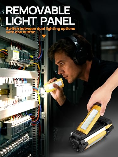 Rechargeable Work Light with Stand, 3 Detachable Panels (Large) - color: Yellow Rechargeable Work Light with Stand 67"