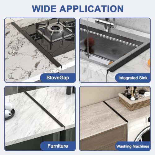 Stove Gap Covers Stainless Steel, Stove Gap Guard Between Stove and Counter - color: Black
