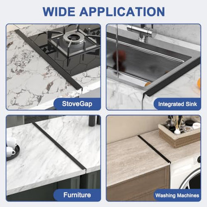 Stove Gap Covers Stainless Steel, Stove Gap Guard Between Stove and Counter - color: Black
