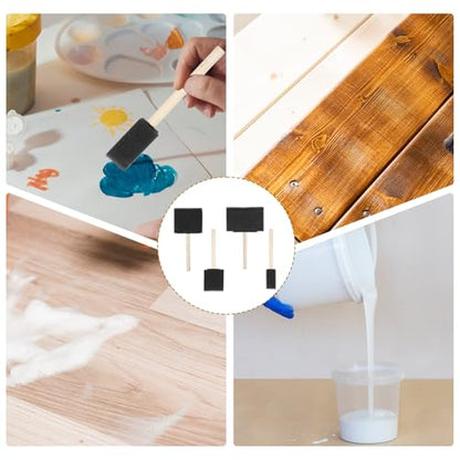 4 Pcs Foam Brush, 4 Size Sponge Paint Brush with Wood Handle, Lightweight Foam Paint Brushes for Staining, Crafting (1/2/3/4 inch)